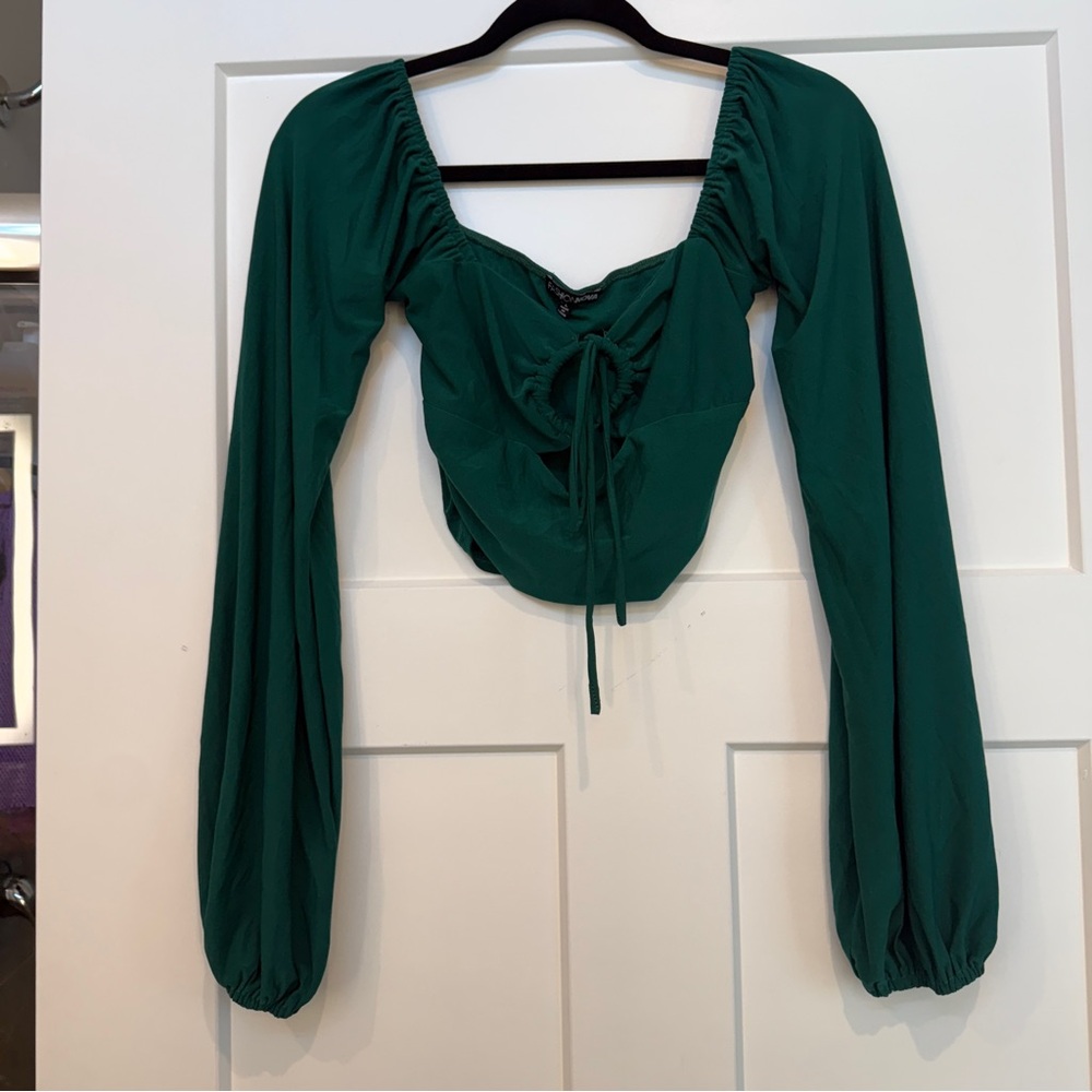 Fashion Nova Teal Long Sleeve Blouse